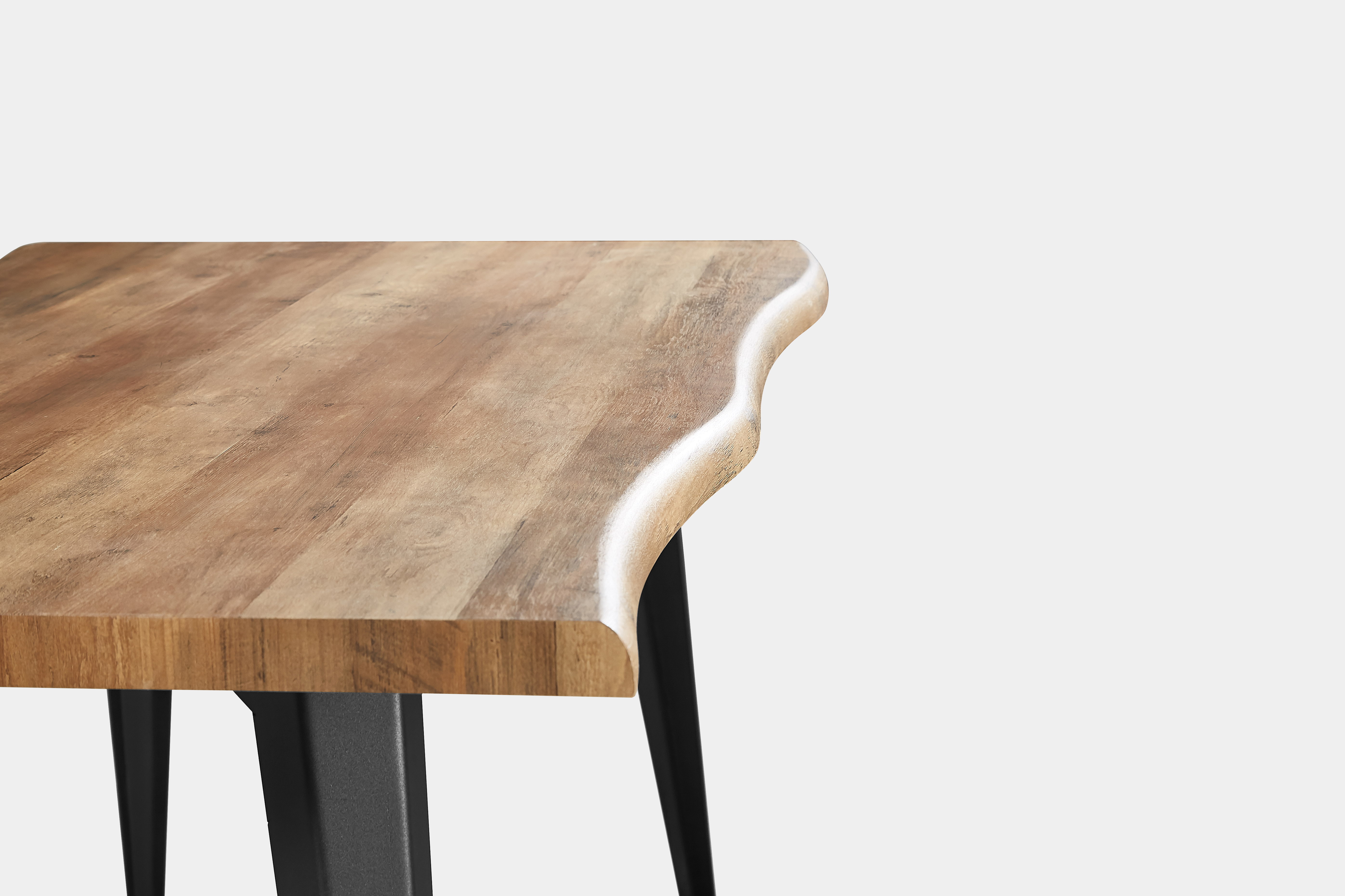 curved edge popular MDF with paper metal legs dining table