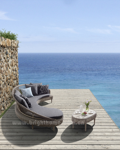 BP-8108D Bedrock Sofa Textilene Modern Patio Garden Rattan Outdoor Furniture Resin Wicker Sofa Set Furniture
