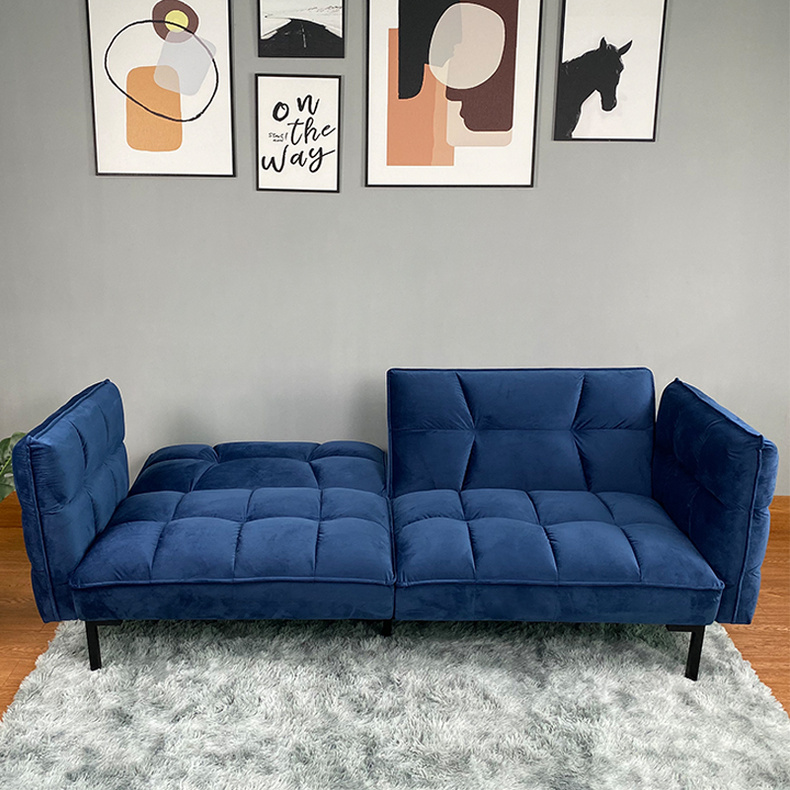 LV3139 Modern Fashionable Blue Fabric Sofa Cum Bed