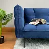 LV3139 Modern Fashionable Blue Fabric Sofa Cum Bed