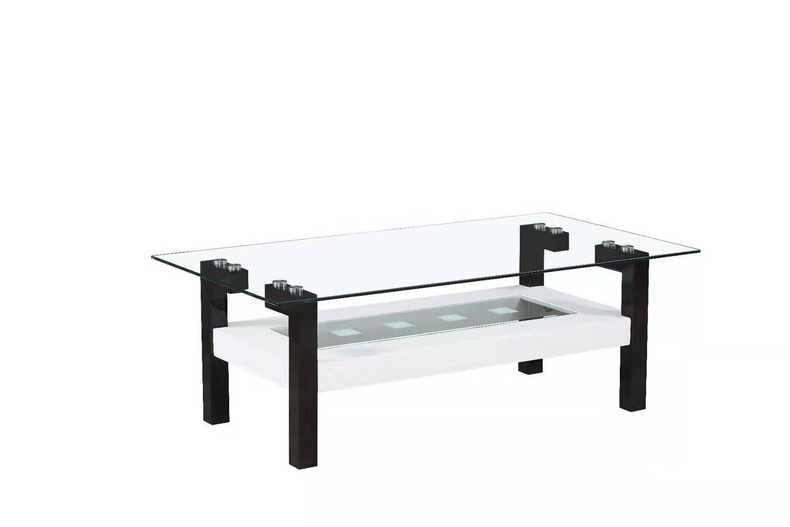 MDF with painting covering tempered glass top coffee table