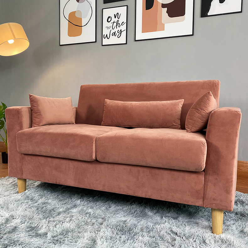 LV4167 Pink Fabric Two-seater Sofa