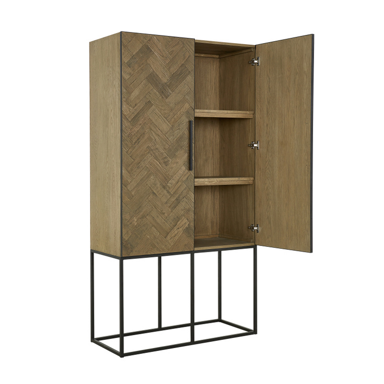 cabinet with tough feeling. Old/recycled oak wood in herringbone pattern.