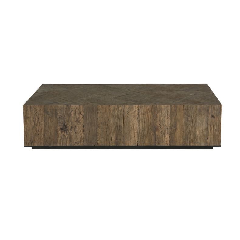 rectangle coffee table with tough feeling. Old/recycled oak wood in herringbone pattern.