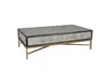 Classic Shagreen coffee table. Elegant coffee table with   drawers. Cool  coffee table with metal leg
