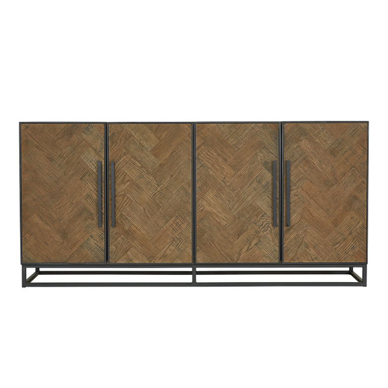 Sideboard 4 doors with tough feeling. Old/recycled oak wood in herringbone pattern.