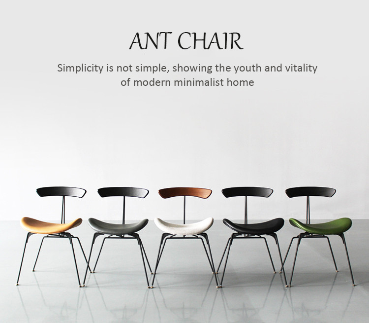 Nordic Industrial Style Loft Ant Dining Chair PU Leather Wood Chair