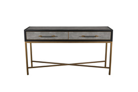 Classic Shagreen console table. Elegant console table with  2 drawers. Cool  console table with metal leg