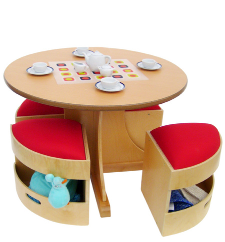 Circle Table with 4 Padded Stools