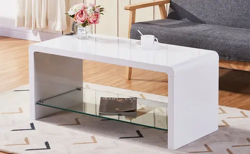 White Simple Modern Wooden Coffee  Table for Livingroom