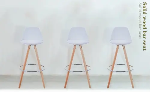 Beautiful Plastic Chair with Cushion Beech Wood Legs Bar Stool High Chair