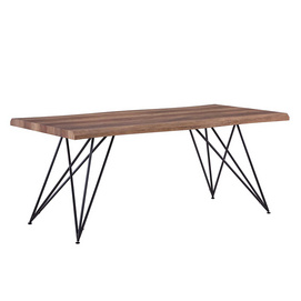 DT-04 Industrial Vintage Live Edge Dining Table Top with Black Finish Folding Metal Tube Legs Base Restaurant Dining Table