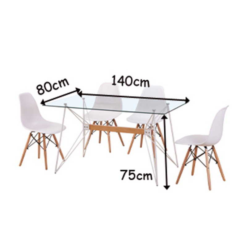 T-1042 Cheap Glass Dining Room Set Metal Leg Tempered Glass Dining Table