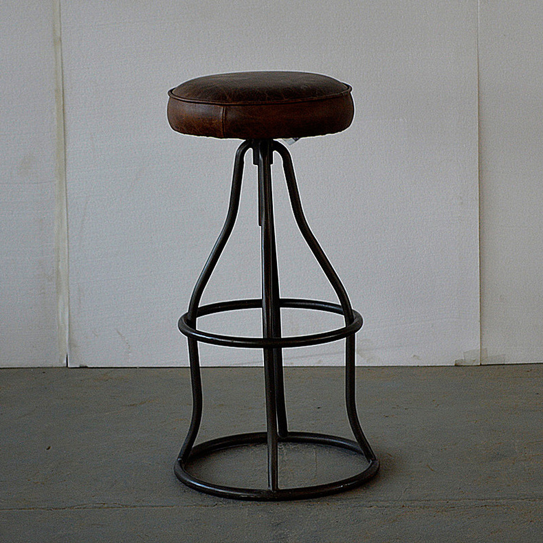 NC0089 iron leathr round barstool