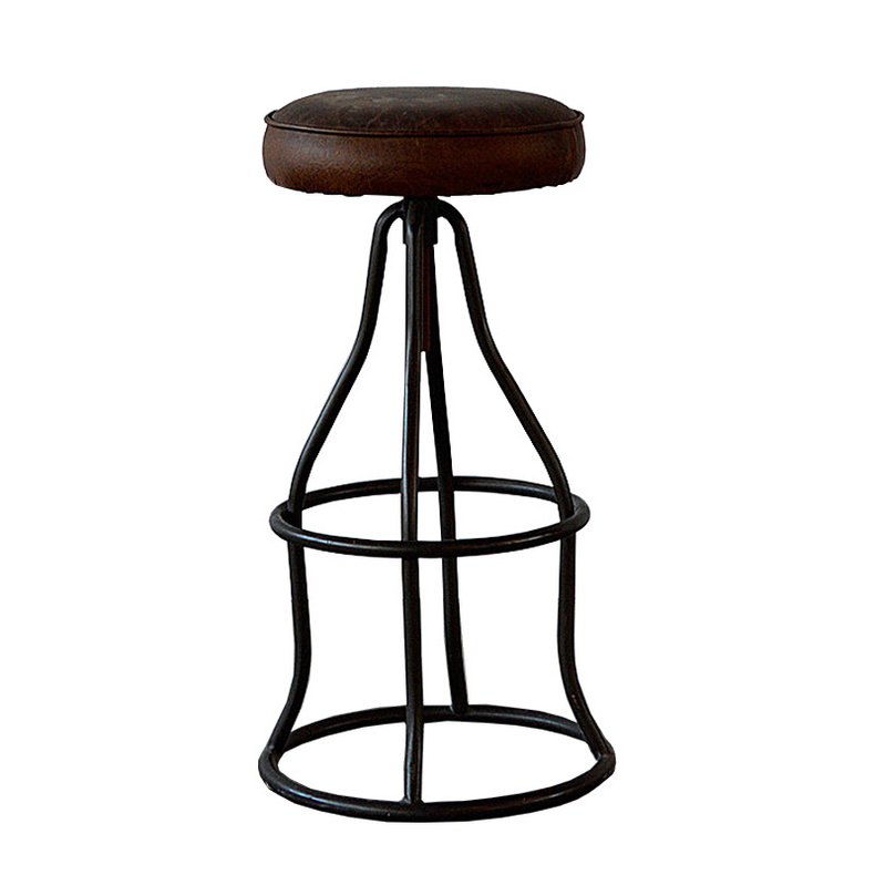 NC0089 iron leathr round barstool