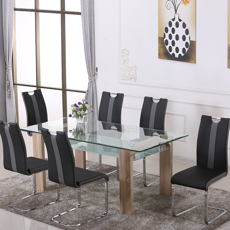 DT-03 MDF Gloss Dinning Room Table Set Modern Tempered Glass Dining Table Set