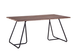 T-1051 Best selling wooden dining table mdf cover with oak PU PAPER; metal legs in black powder coating;