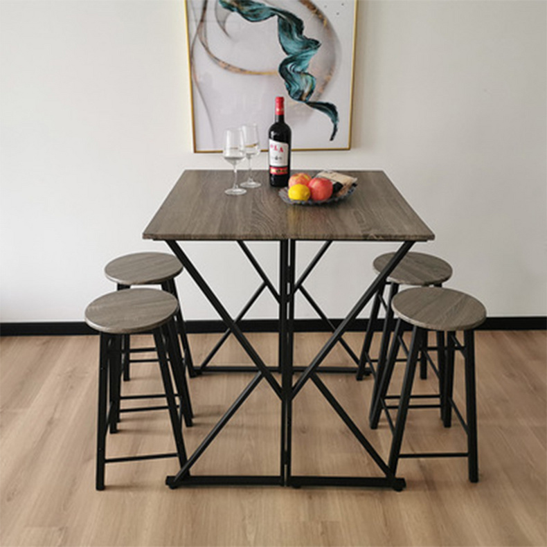 5 Pieces bar table set with 4 bar stools household furniture dining table set drop leaf folding table