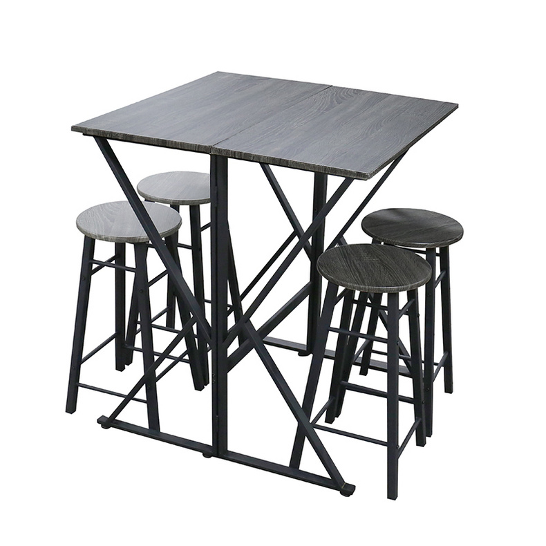 5 Pieces bar table set with 4 bar stools household furniture dining table set drop leaf folding table