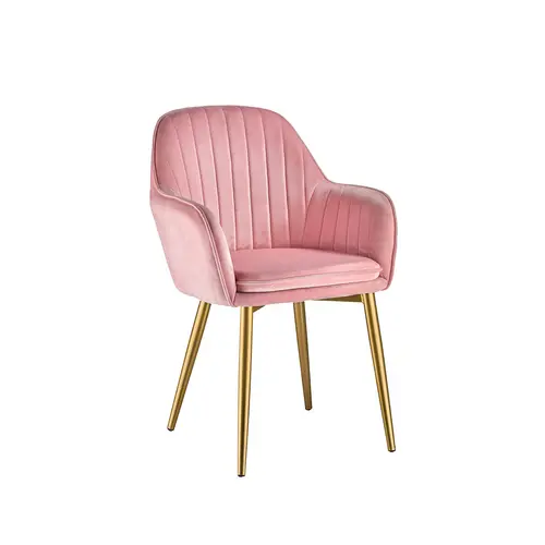 metal tube leg velvet upholstered armchair dining chair