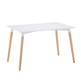 M-401B modern dining furniture white wooden dining table with wooden legs