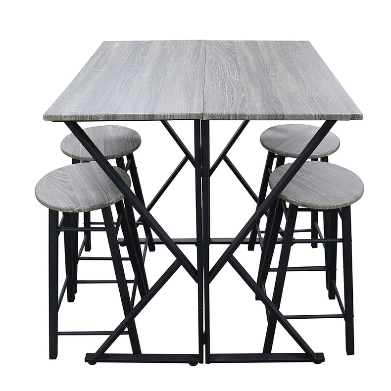 5 Pieces bar table set with 4 bar stools household furniture dining table set drop leaf folding table