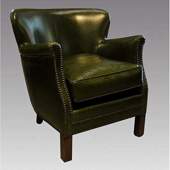 XD0057 green small leather single sofa