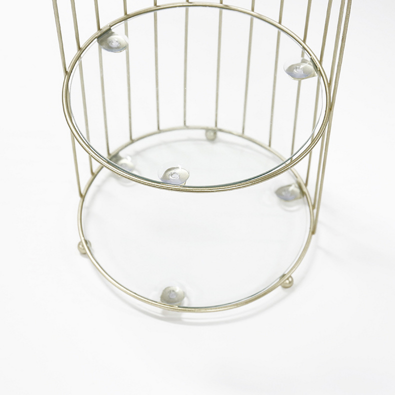 Bird cage design storage display rack metal tray dessert storage rack wire storage basket