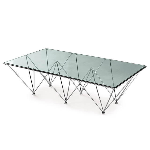 Barcelona W Shaped Coffee Table With Tempered Glass Tabletop
