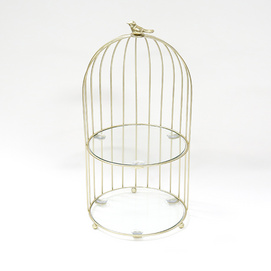 Bird cage design storage display rack metal tray dessert storage rack wire storage basket