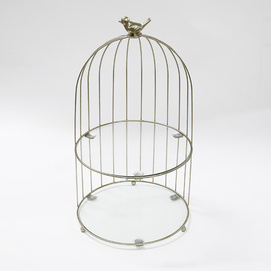 Modern 2 tier food dessert display stand hotel & home gold bird cage shaped cake stand