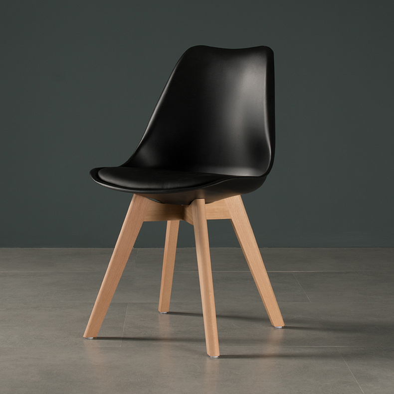 Modern PlasticDining Chair With Wood Legs