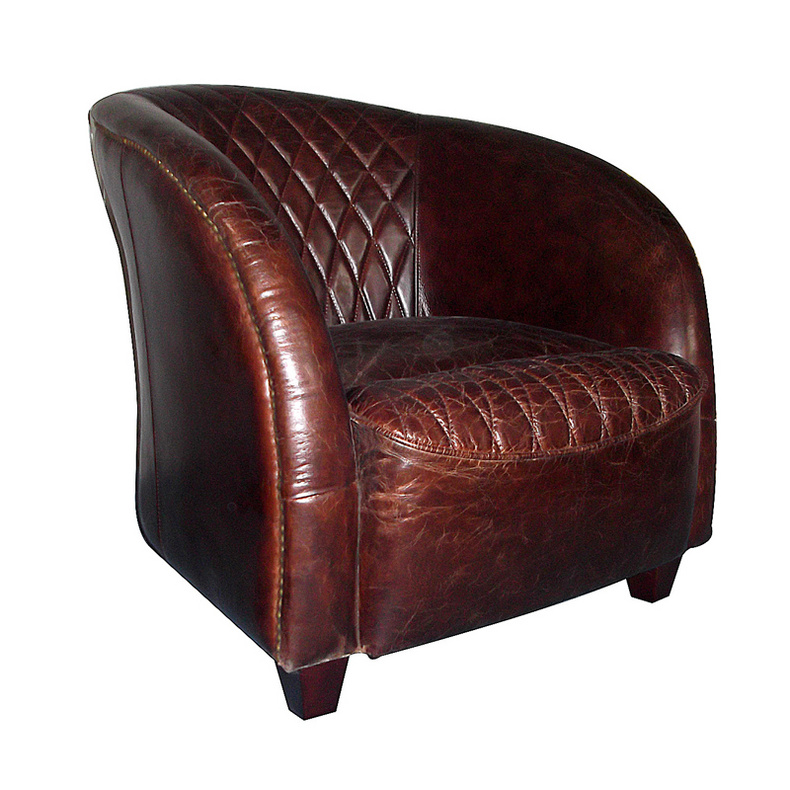 XD0050 leather round back single sofa