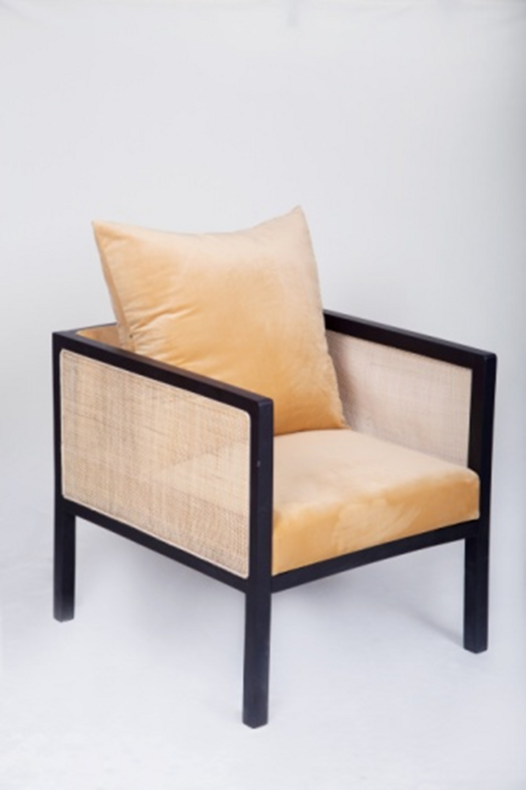 New Chinese Style Single Armchair, Velvet Cushion with Pillow