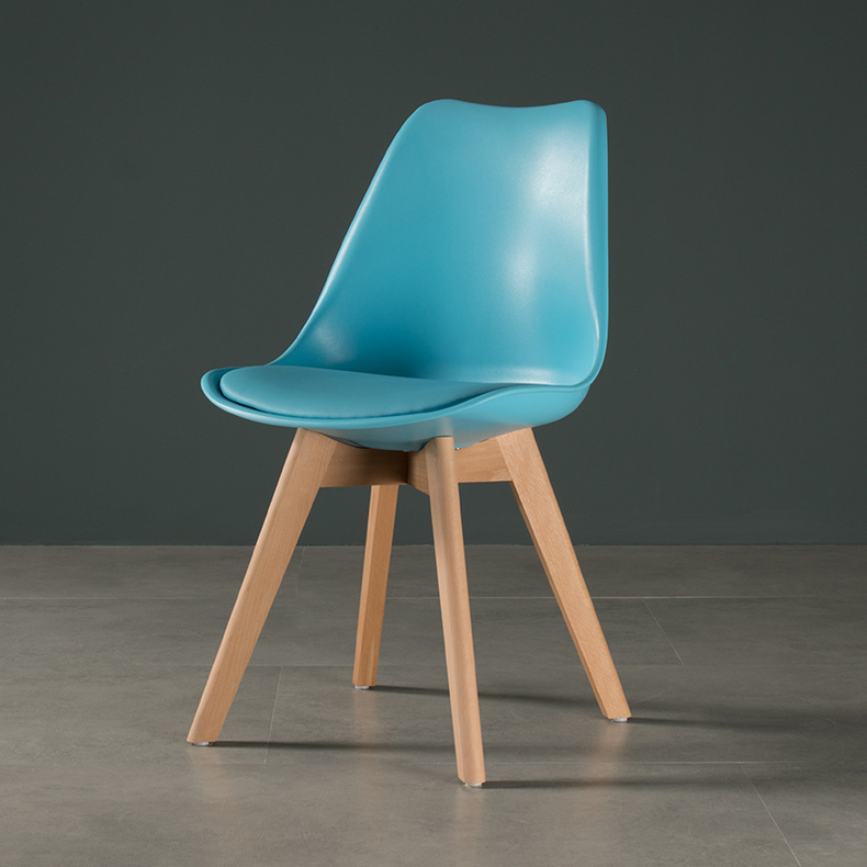 Modern PlasticDining Chair With Wood Legs