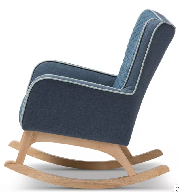 Modern Minimalist Rocking Chair with Checkered Cloth on the Back of the Chair