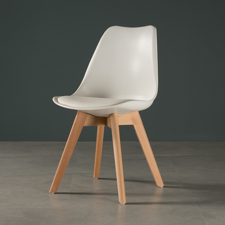 Modern PlasticDining Chair With Wood Legs