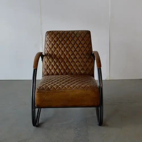 NC0304 iron leg leather seat single sofa chair