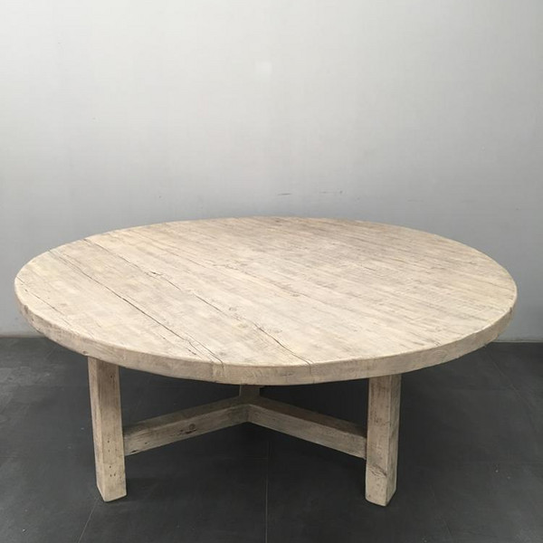Chinese Rustic Recycle Wood Round KD Dining Table  NC-05