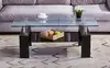 New High Quality Glass with Metal Black Wooden Coffee Table