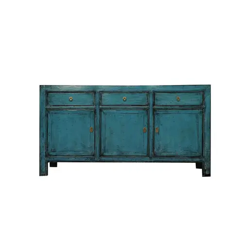 Antique Chinese Recycled Blue Lacquered Sideboard NC-04