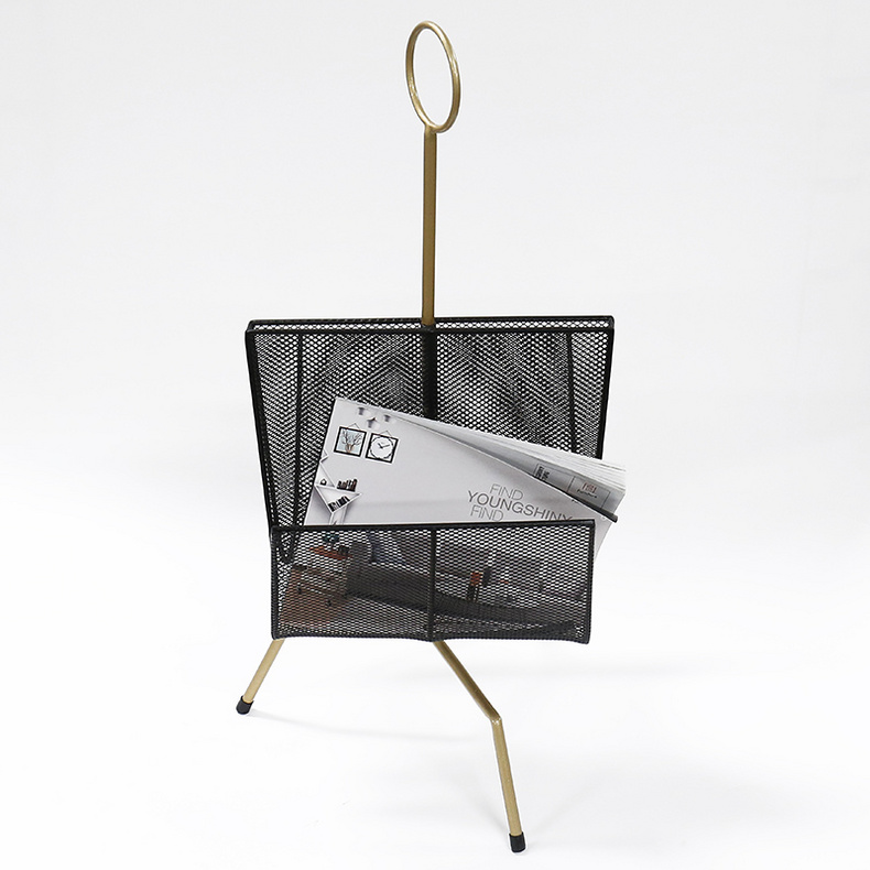 Metal wire magazine organizer with handle home book newspaper display rack