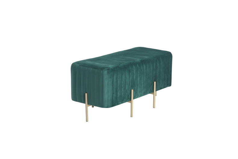 Green Velvet Long Footstool  01