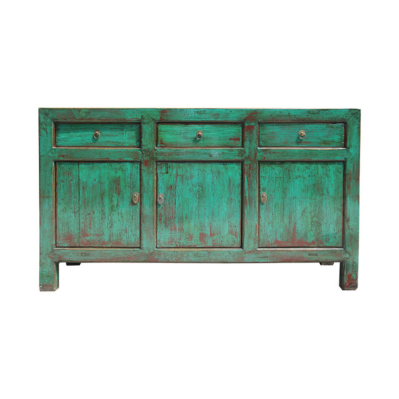 Antique Chinese Recycled Blue Lacquered Sideboard NC-04