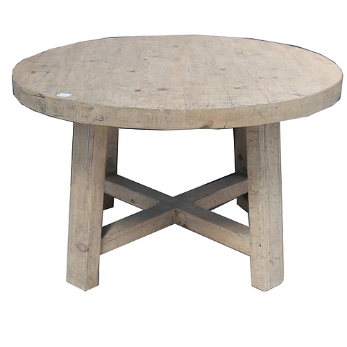 Chinese Rustic Recycle Wood Round KD Dining Table  NC-05