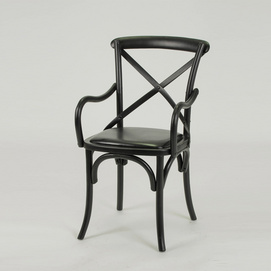 Antique Wooden Cross Back Arm Chair/Black colour Bistro Chair (CH-528)
