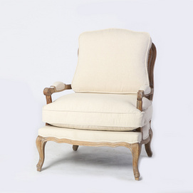 French style carved design wooden armchair/rattan back arm chair (CH-300-OAK)