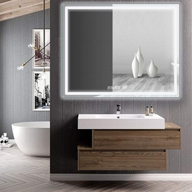 Square aluminum frame bathroom mirror smart LED light mirror