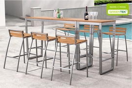 Stainless Steel Teak Bar Furniture Set