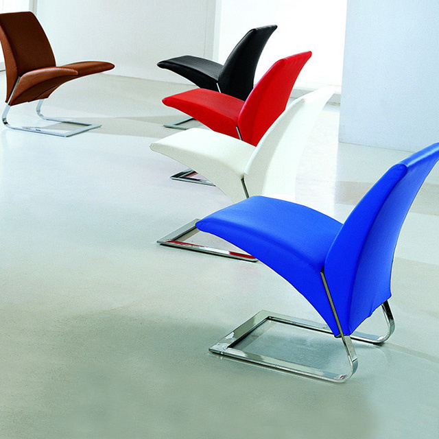 Black PU Leather V Shaped Design Leisure Meeting Chair Commercial Furniture